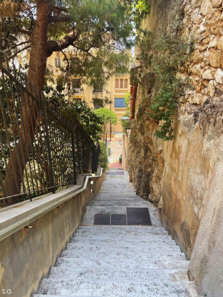 Escaliers de Gaumates in Monaco, a picturesque staircase offering stunning views of the city