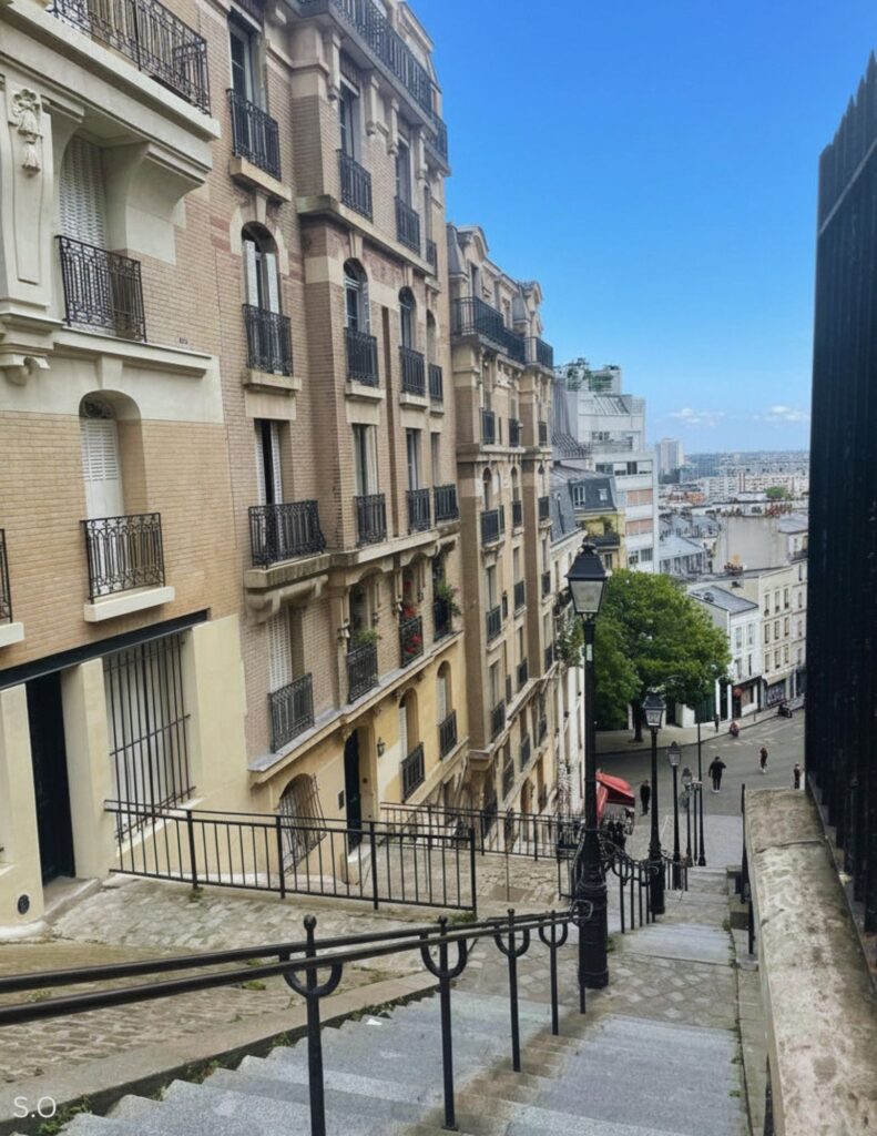  A scenic view of the Rue Foyatier staircase in Montmartre