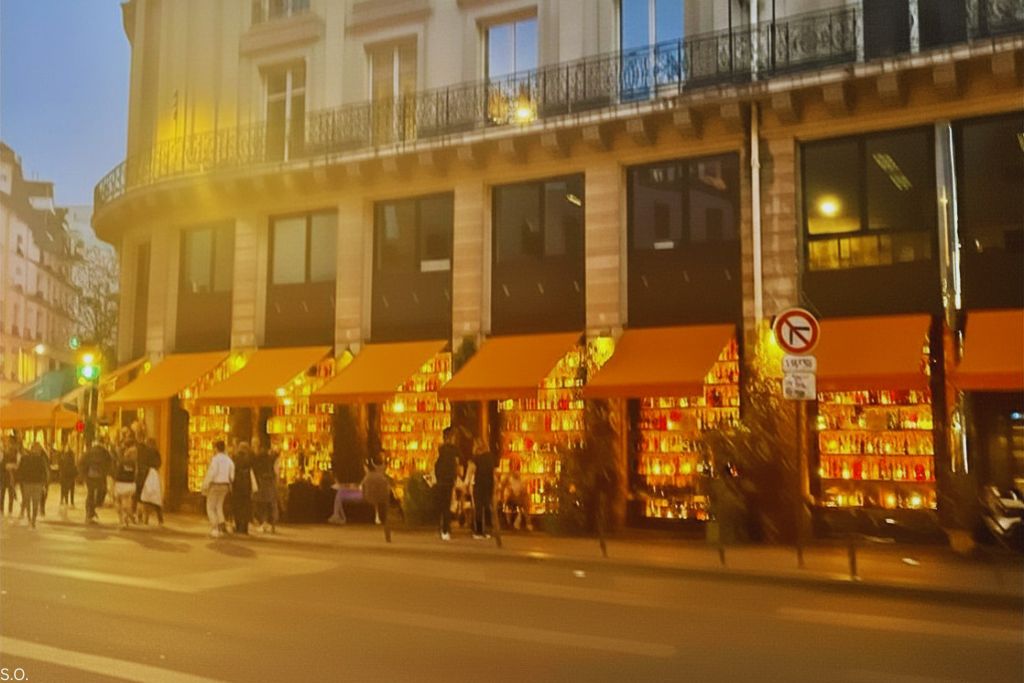 Popolare restaurant in Paris with stylish décor, warm lighting, and a lively dining room.