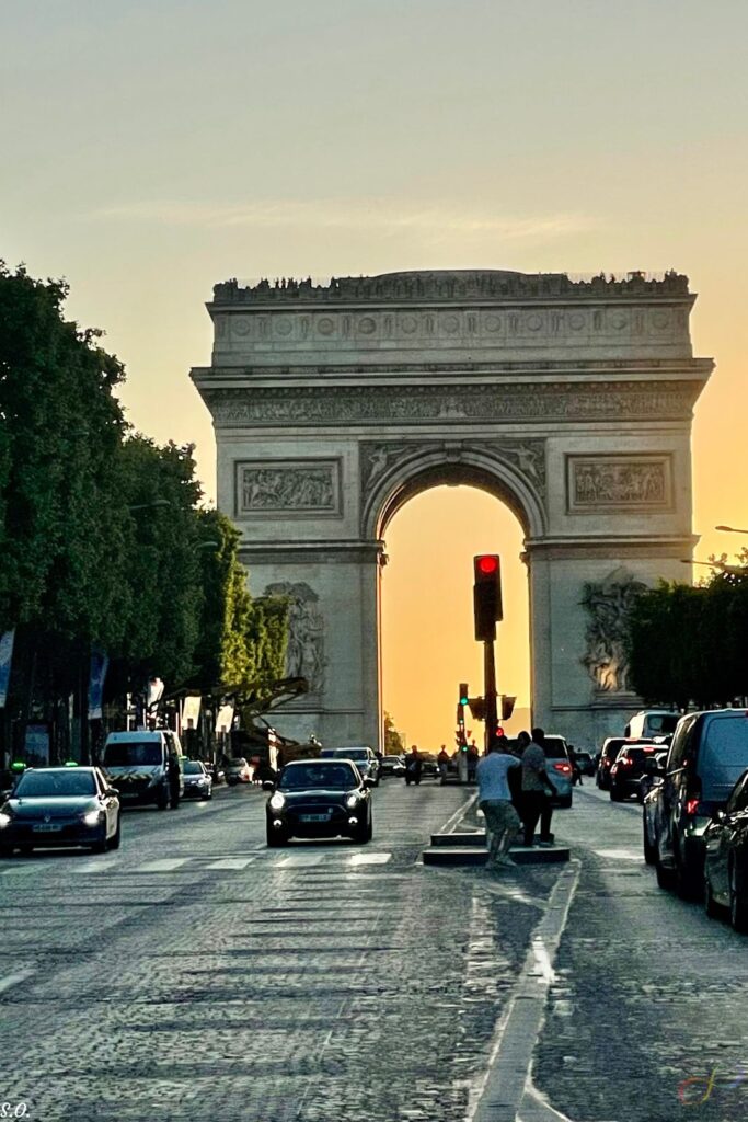 A view of Arc de Triomphe and Champs Elysees