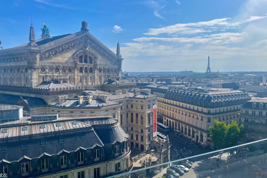 rooftop view of Paris from Galeries Lafayette
